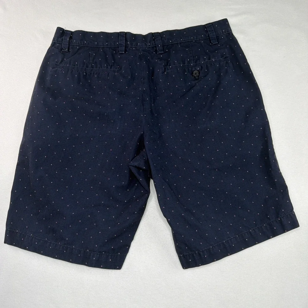 Banana Republic Men's Chino Shorts Size 32 Navy Dot Print Flat Front Cotton